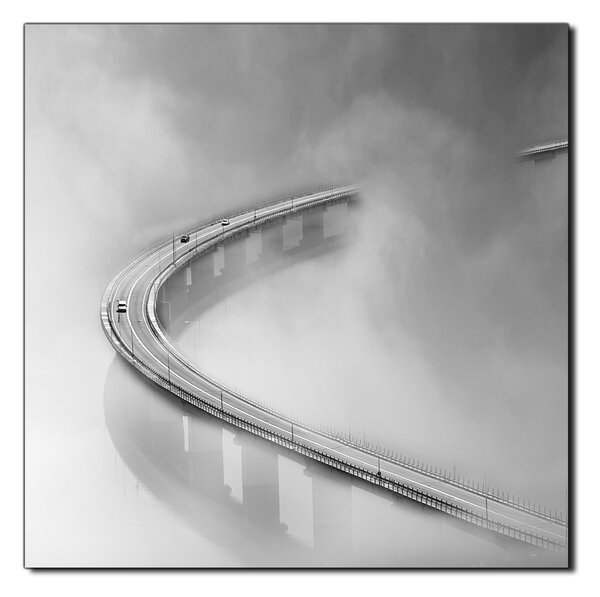 Obraz na plátně - Most v mlze - čtverec 3275QA (50x50 cm)