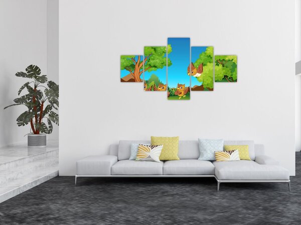 Obraz - Veselé sovičky (125x70 cm)