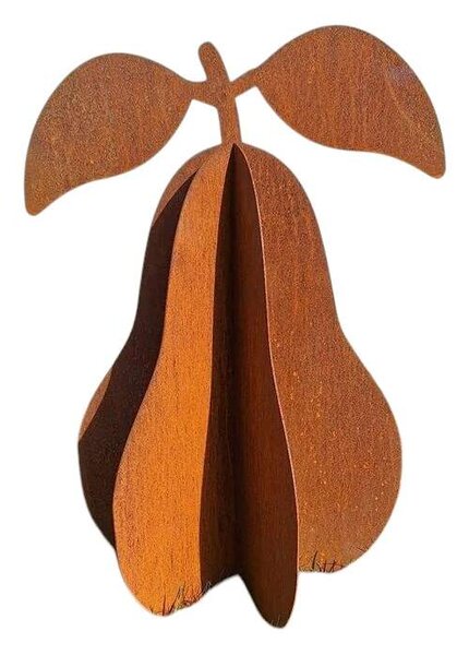Kovová zahradní dekorace Hruška 3D velká 70 cm corten
