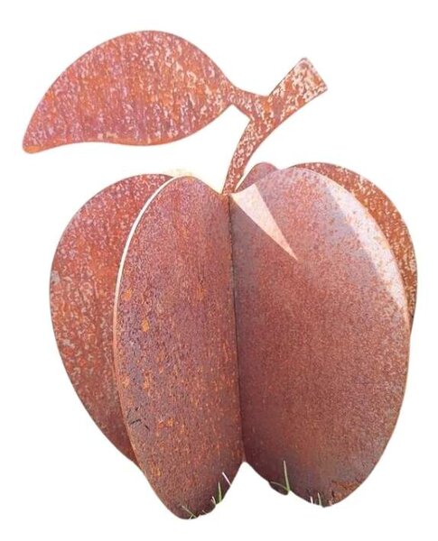 Kovová zahradní dekorace Jablko 3D malé 35 cm corten