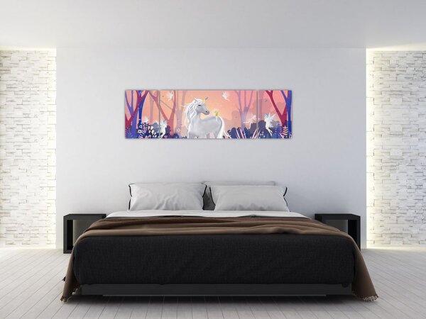 Obraz - Jednorožec v magickém lese (170x50 cm)