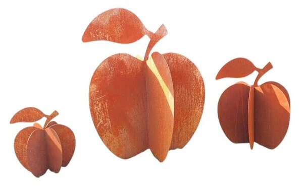 Kovová zahradní dekorace Jablko 3D velké 83 cm corten