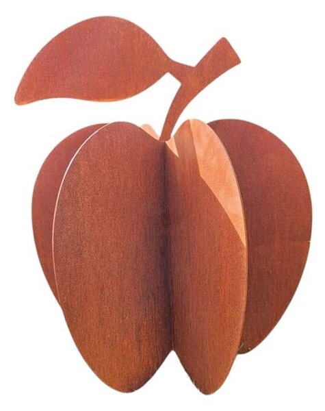 Kovová zahradní dekorace Jablko 3D střední 56 cm corten