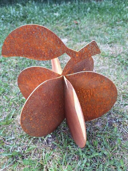 Kovová zahradní dekorace Jablko 3D malé 35 cm corten