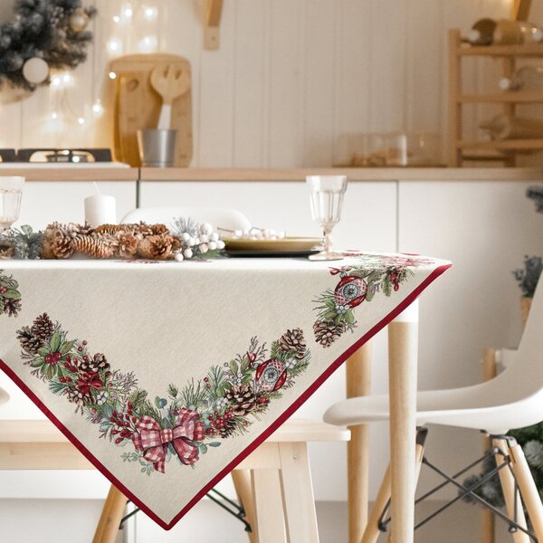 VÁNOČNÍ GOBELÍNOVÝ UBRUS GARLAND 100X100 CM VZOROVANÝ