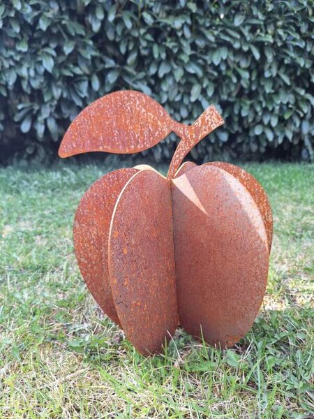 Kovová zahradní dekorace Jablko 3D malé 35 cm corten