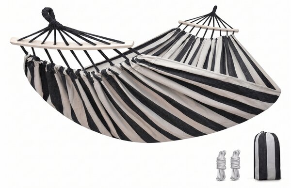 Houpací síť ZENVIO COMFORT 200x80 cm, šedo-bílá + taška zdarma