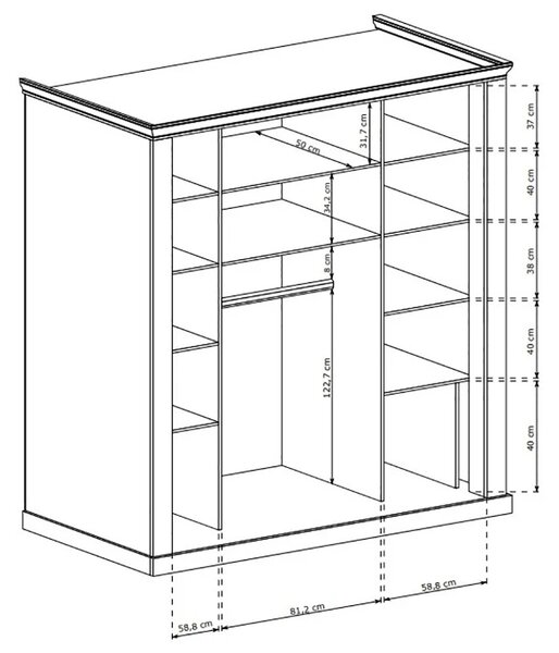Antica K | šatní skříň A211 | 213 cm | kraft zlatý