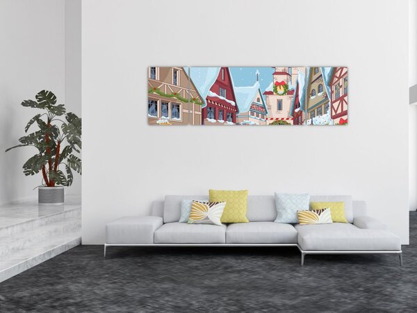 Obraz - Zimní ulička (170x50 cm)