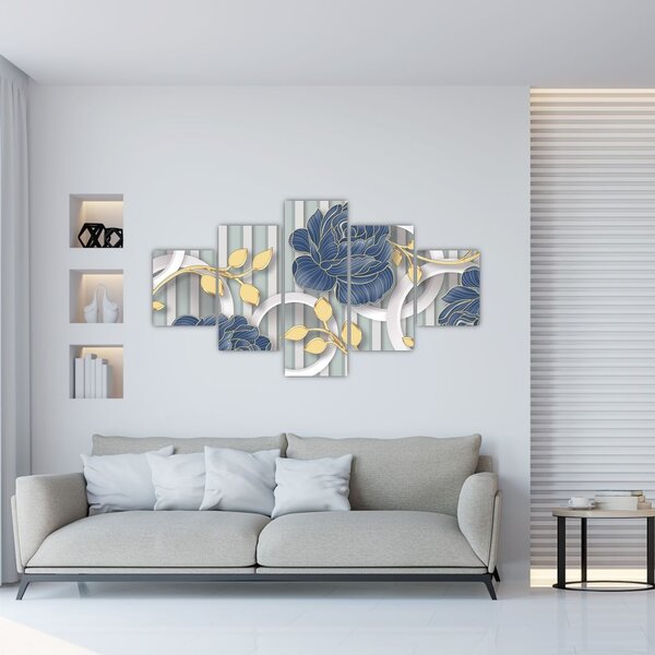 Obraz - Růže a kruhy (125x70 cm)