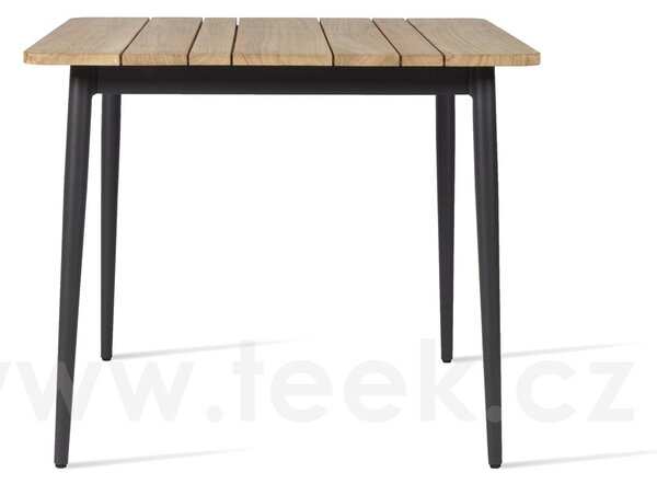 Vincent Sheppard Jídelní stůl Leo, Vincent Sheppard, čtvercový 90x90x75 cm, rám hliník barva lava, deska teak