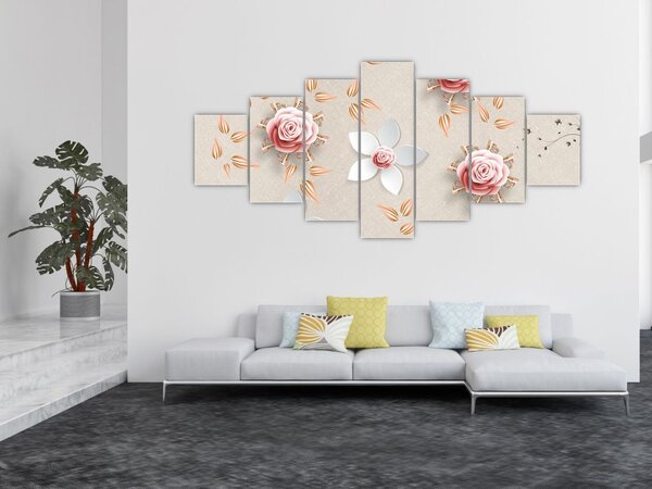Obraz - Květy růží (210x100 cm)