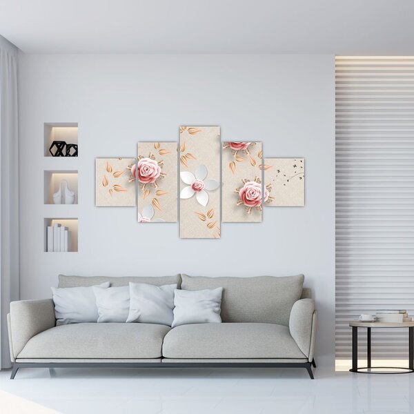 Obraz - Květy růží (125x70 cm)
