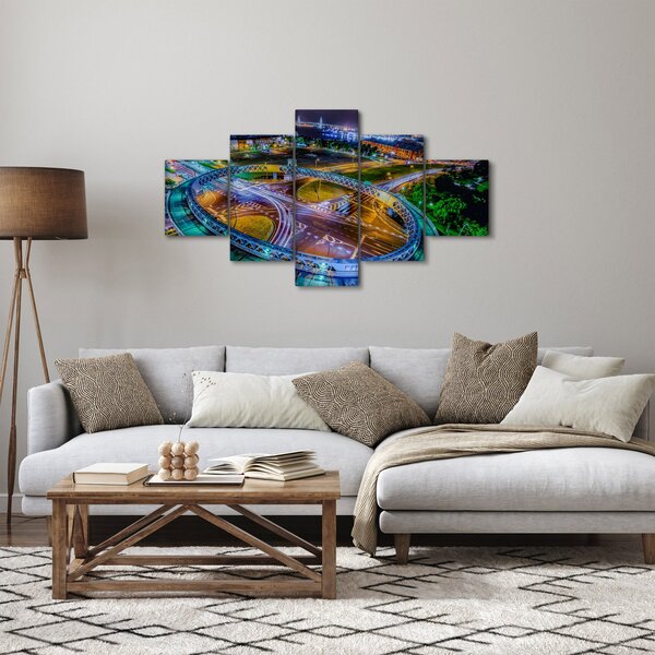 Obraz - panorama nočního města (125x70 cm)