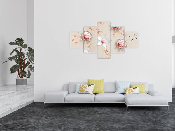 Obraz - Květy růží (125x70 cm)