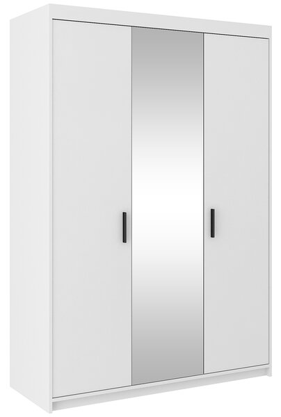 Šatní skříň ELENA 3D + zrcadlo | 133 cm | bílá