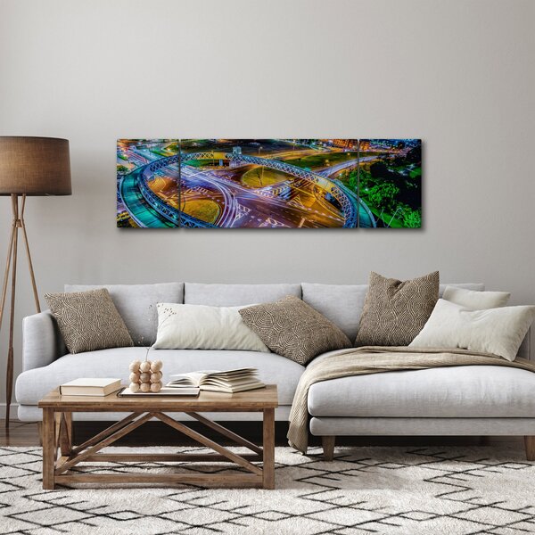 Obraz - panorama nočního města (170x50 cm)