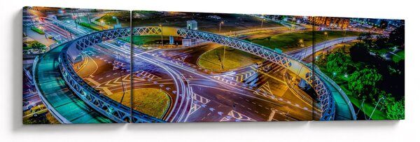 Obraz - panorama nočního města (170x50 cm)