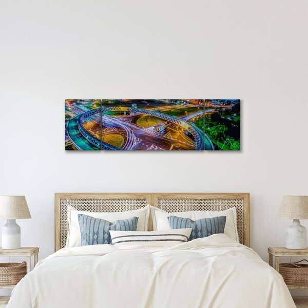Obraz - panorama nočního města (170x50 cm)