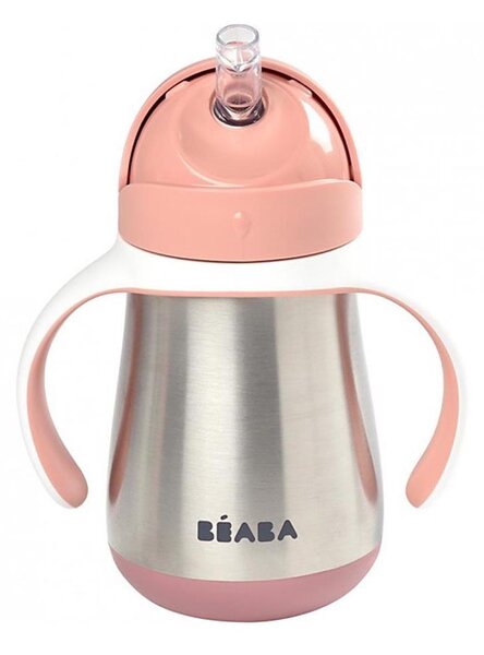 Beaba - Termoizolační hrnek s brčkem 250 ml růžová