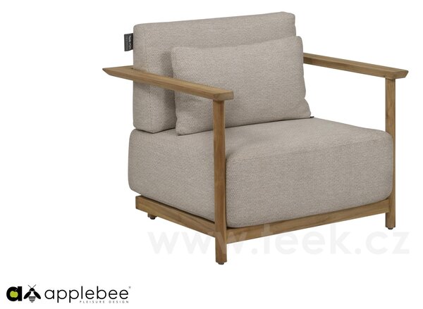 Apple Bee Nízké křeslo St. Lucia, Apple Bee, 86x82x61 cm, rám teak natural, sedáky venkovní látka Olefin Natural Oak