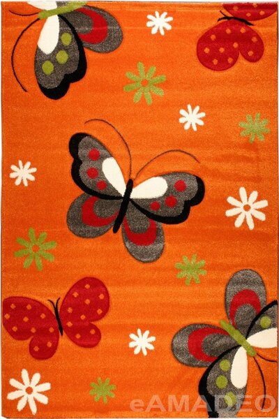 Dětský kusový koberec Diamond Kids 772 121 motýlci oranžový - 120x170 cm