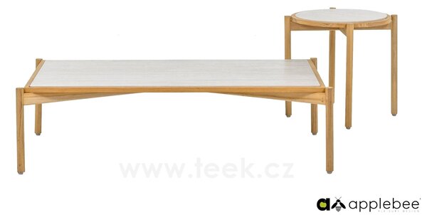 Apple Bee Konferenční stolek St.Lucia, Apple Bee, 128x70x35 cm, rám teak, deska keramika Travertino White