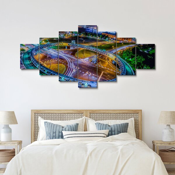 Obraz - panorama nočního města (210x100 cm)