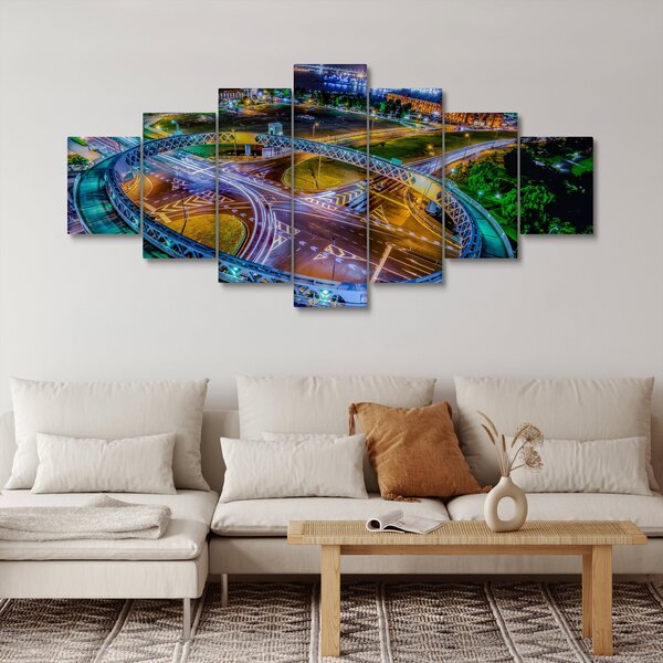 Obraz - panorama nočního města (210x100 cm)