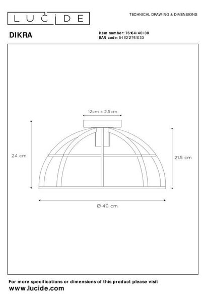 Lucide L761644030 přisazené stropní svítidlo DIKRA E27