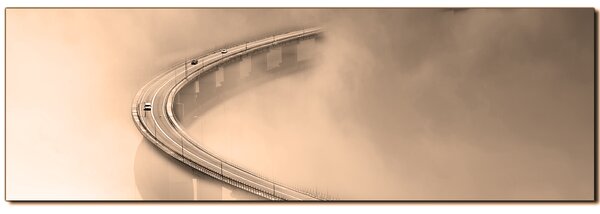 Obraz na plátně - Most v mlze - panoráma 5275FA (105x35 cm)