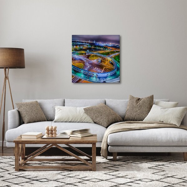 Obraz - panorama nočního města (30x30 cm)