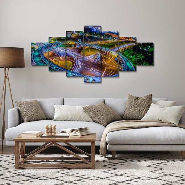 Obraz - panorama nočního města (210x100 cm)