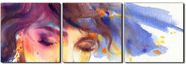 Obraz na plátně - Ženský portrét akvarel reprodukce - panoráma 5278B (90x30 cm)