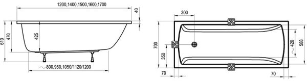 Ravak CC11000000 - Vana CLASSIC 120x70 cm akrylát/bílá