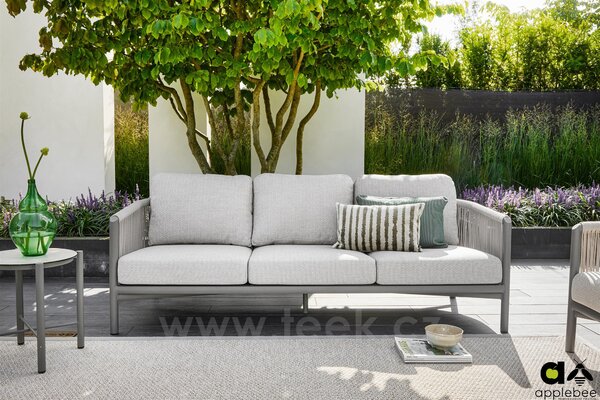 Apple Bee Pohovka 3-místná Bora Bora, Apple Bee, 204x81x67 cm, rám hliník šedobéžová Taupe, výplet lanko Oak, sedáky venkovní látka Olefin Natural Oak