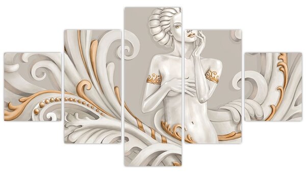 Obraz bohyně v ornamentálním pozadí (125x70 cm)