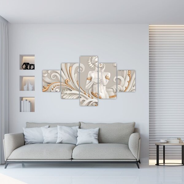 Obraz bohyně v ornamentálním pozadí (125x70 cm)