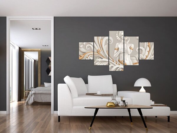 Obraz bohyně v ornamentálním pozadí (125x70 cm)