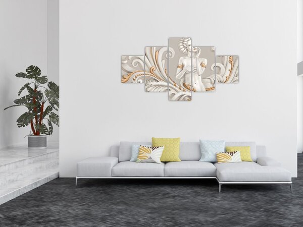 Obraz bohyně v ornamentálním pozadí (125x70 cm)