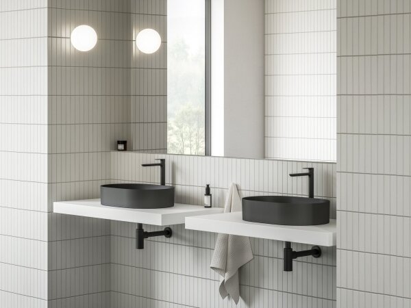 Ravak XJX0D155000 - Umyvadlo na desku CERAMIC SLIM 55x37 cm keramika/černá