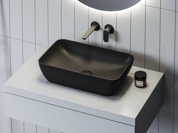 Ravak XJX0D150000 - Umyvadlo na desku CERAMIC SLIM 50x31 cm keramika/černá