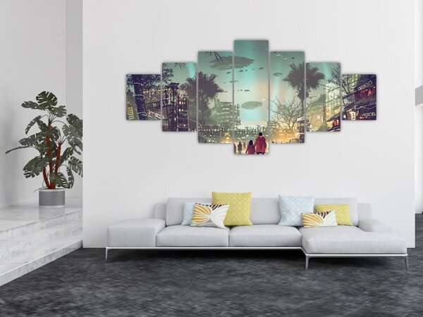 Obraz - město v budoucnosti (210x100 cm)