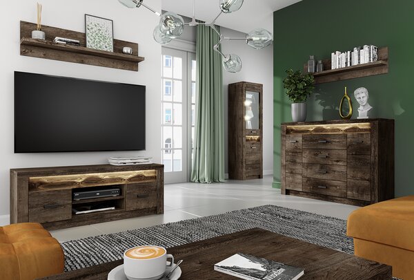Obývací stěna INDIANAPOLIS t | sestava CH | 330 cm | jasan tmavý