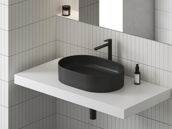 Ravak XJX0D155000 - Umyvadlo na desku CERAMIC SLIM 55x37 cm keramika/černá