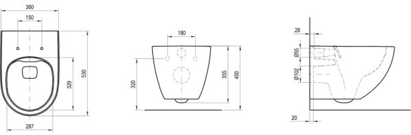 Ravak X01860 - Závěsné WC Rimless VITA keramika/bílá