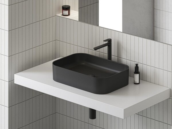 Ravak XJX0D155001 - Umyvadlo na desku CERAMIC SLIM 55x37 cm keramika/černá