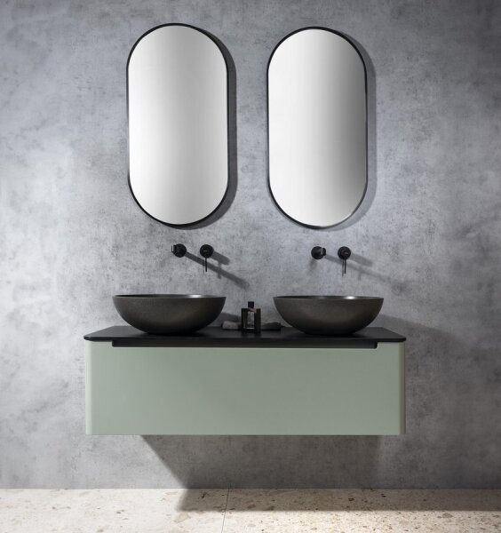 Sapho - Umyvadlo na desku TURF pr. 44 cm beton/černý granit