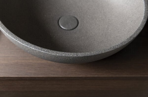 Sapho - Umyvadlo na desku TURF pr. 44 cm beton/černý granit