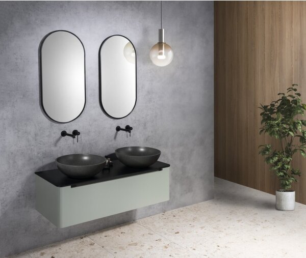 Sapho - Umyvadlo na desku TURF pr. 44 cm beton/černý granit